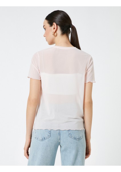 Transparan Tişört Taş Detaylı Kısa Kollu fırsatları