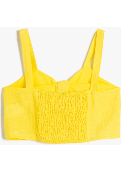 Crop Üst Askılı Dokulu Önden Bağlamalı Parlak fiyatları