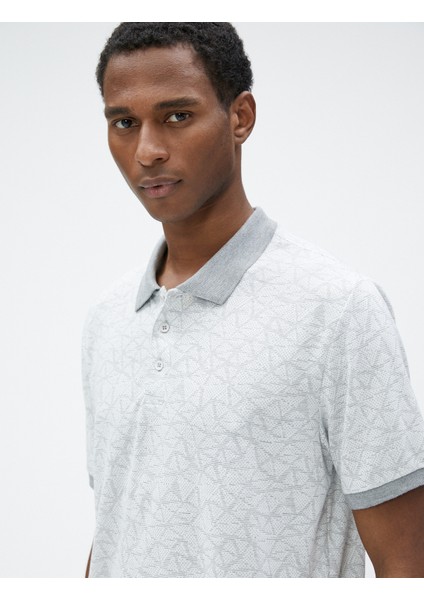 Polo Yaka Tişört Geometrik Baskılı Kısa Kollu Dar Kesim fiyatları