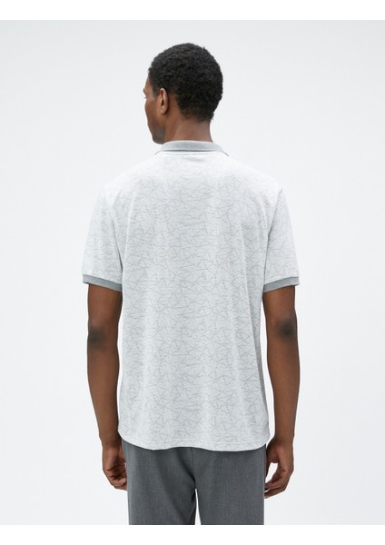 Polo Yaka Tişört Geometrik Baskılı Kısa Kollu Dar Kesim fırsatları