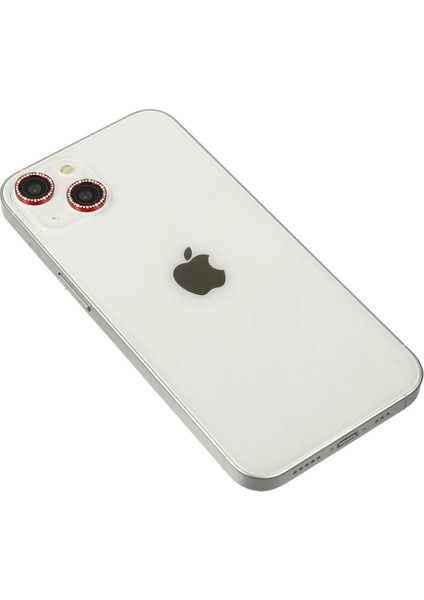 Iphone 14 Diamond Kamera Lens - Kırmızı