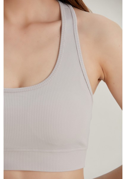 Kadın Crop Fitilli ve Hafif Destekli Kalın Askılı Spor Sütyeni fiyatları