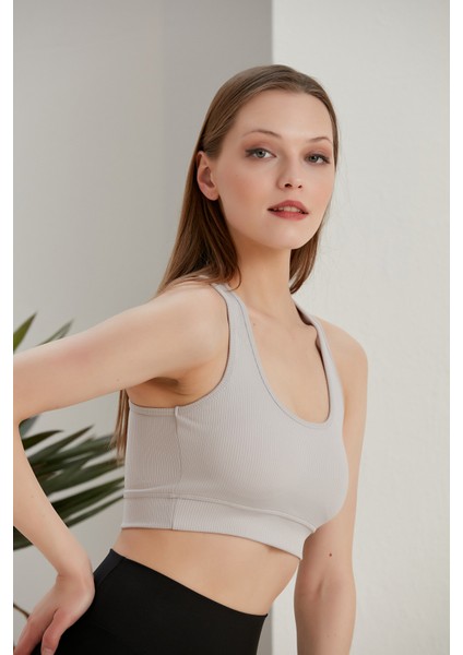 Kadın Crop Fitilli ve Hafif Destekli Kalın Askılı Spor Sütyeni fırsatları