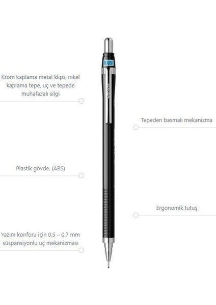 Scrikss Simo R&d Japan Uçlu Kalem Siyah 0.5 1 Adet ve Mikro 0,5 Versatil Kalem Uçu Siyah 3 Paket