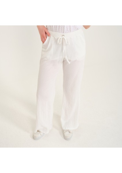 Günlük Yazlık Rahat Kesim Kadın Pantolon BT239BEYAZA2