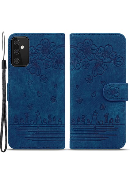 Samsung Galaxy A54 Için 5g Pu Deri Cüzdan Kılıfı Baskılı Kedi Çiçek Telefon Stand Kapağı Kayış (Yurt Dışından)