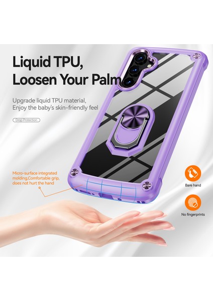 Samsung Galaxy A54 Için 5g Yüzük Kickstand Telefon Kılıfı Alaşım Lens Çerçevesi Pc + Tpu Koruyucu Kapak (Yurt Dışından)