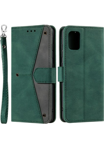 Dikiş Yüzey Ekleme Stili Pu Deri ve Tpu Telefon Flip Kasa Cilt Dokunuşu Standı Cüzdan Cüzdanı Telefon Koruyucu Kapak Samsung Galaxy A33 5g (Yurt Dışından)
