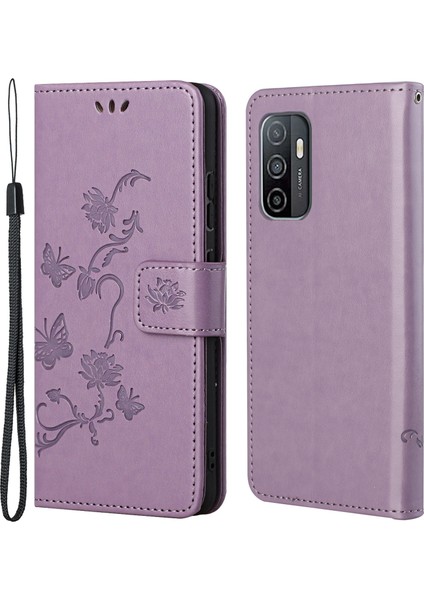 Pratik Cüzdan Fonksiyonu Telefon Kılıfı Baskılı Kelebekler Çiçek Anti-Fall Pu Deri Koruyucu Telefon Stand Samsung Galaxy A33 5g (Yurt Dışından)