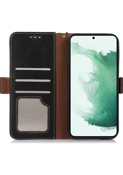 Samsung Galaxy A33 Için 5g Rfıd Engelleyen Orijinal Cowhide Deri Koruyucu Kabuk Yan Clasps Tasarım Çılgın At Doku Telefon Kılıfı Stand Cüzdanı (Yurt Dışından) modelleri