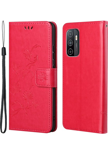 Pratik Cüzdan Fonksiyonu Telefon Kılıfı Baskılı Kelebekler Çiçek Anti-Fall Pu Deri Koruyucu Telefon Stand Samsung Galaxy A33 5g (Yurt Dışından)