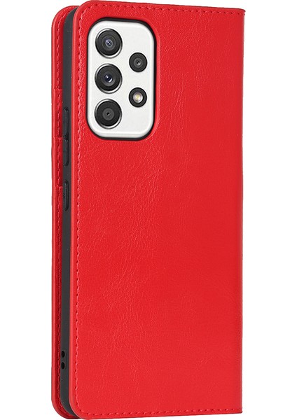 Samsung Galaxy A33 Için 5g Manyetik Otomatik Kapatma Çılgın At Dokusu Orijinal Deri Kapak Damla Geçirmez Koruma Stand Flip Cüzdan Kılıfı (Yurt Dışından)