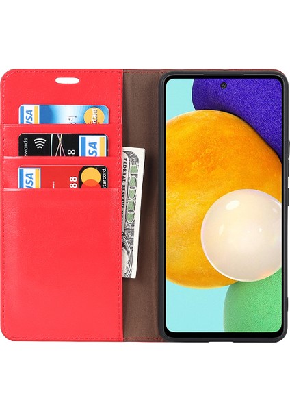 Samsung Galaxy A33 Için 5g Manyetik Otomatik Kapatma Çılgın At Dokusu Orijinal Deri Kapak Damla Geçirmez Koruma Stand Flip Cüzdan Kılıfı (Yurt Dışından)