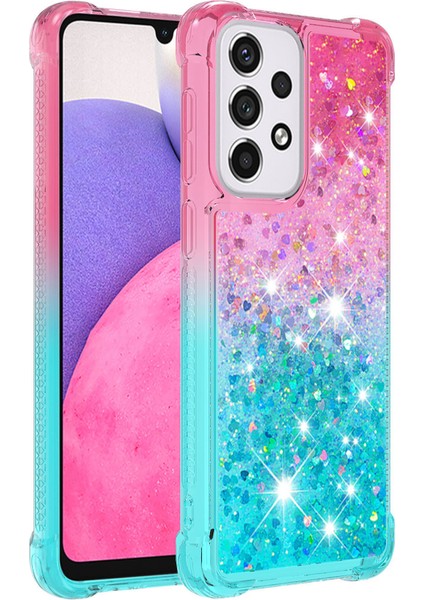 Le3 Serisi Gradyan Pırıltılı Sequins Quicksand ve Tpu Kapak Kabuğu Dinamik Eğlenceli Telefon Kılıfı Samsung Galaxy A33 5g (Yurt Dışından)