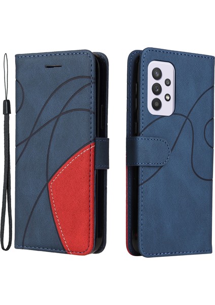Kt Deri Serisi-1 Çift Renkli Ekleme Tasarım Pu Deri Cüzdan Stand Mobil Telefon Kapak Kabuğu Samsung Galaxy A33 5g Için El Kayışı ile (Yurt Dışından)