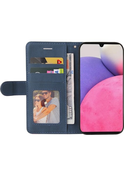 Kt Deri Serisi-1 Çift Renkli Ekleme Tasarım Pu Deri Cüzdan Stand Mobil Telefon Kapak Kabuğu Samsung Galaxy A33 5g Için El Kayışı ile (Yurt Dışından)