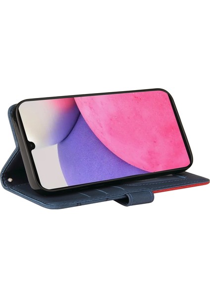 Kt Deri Serisi-1 Çift Renkli Ekleme Tasarım Pu Deri Cüzdan Stand Mobil Telefon Kapak Kabuğu Samsung Galaxy A33 5g Için El Kayışı ile (Yurt Dışından)