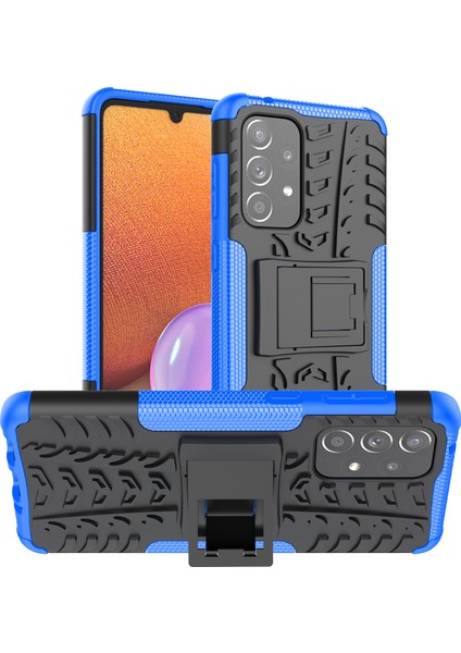Tam Vücut Koruma Lastik Dokusu Yumuşak Tpu + Samsung Galaxy A33 5g Için Kickstand ile Sert Pc Absorpsiyon Kılıfı (Yurt Dışından)