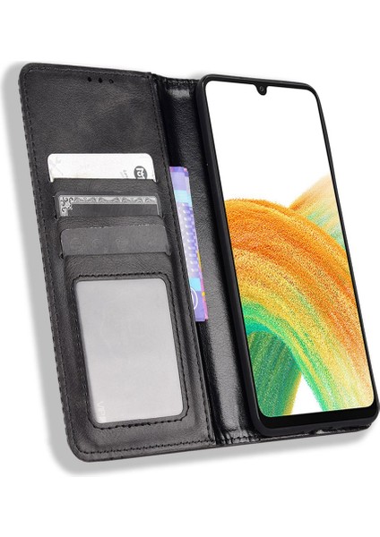 Samsung Galaxy A33 Için 5g Retro Pu Deri Cüzdan Telefon Kapağı Mozaik Basılı Mıknatıs Kapatma Ayarlanabilir Stand Kılıfı (Yurt Dışından)