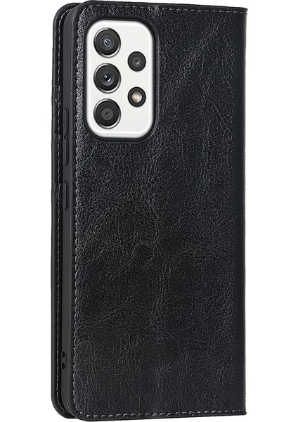 Samsung Galaxy A33 Için 5g Manyetik Otomatik Kapatma Çılgın At Dokusu Orijinal Deri Kapak Damla Geçirmez Koruma Stand Flip Cüzdan Kılıfı (Yurt Dışından)
