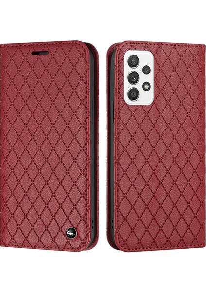 Samsung Galaxy A33 5g Rhmombus Desen Için Cüzdan Telefon Kılıfı Rfıd Engelleme Fonksiyonu ile Litchi Doku Pu Deri Stand Kılıfı (Yurt Dışından)