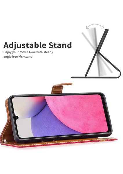 Samsung Galaxy A33 Için 5g Kot Pantolon Ekleme Kontrast Renk Cep Telefonu Kapağı Pu Deri Cüzdan Standı Telefon Kasası Kayış (Yurt Dışından) fırsatları