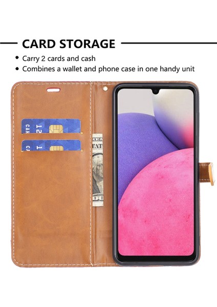 Samsung Galaxy A33 Için 5g Kot Pantolon Ekleme Kontrast Renk Cep Telefonu Kapağı Pu Deri Cüzdan Standı Telefon Kasası Kayış (Yurt Dışından) indirimleri