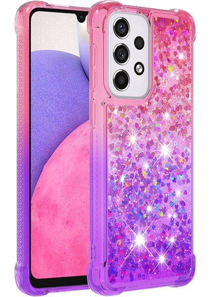 Le3 Serisi Gradyan Pırıltılı Sequins Quicksand ve Tpu Kapak Kabuğu Dinamik Eğlenceli Telefon Kılıfı Samsung Galaxy A33 5g (Yurt Dışından)