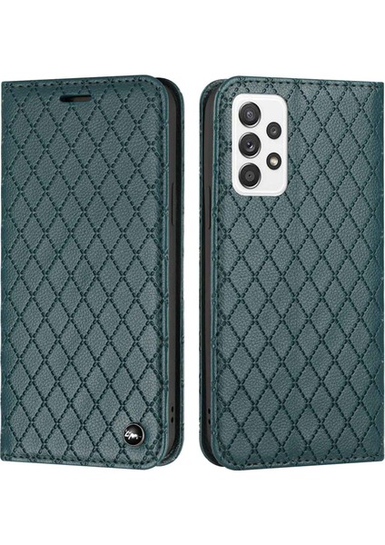 Samsung Galaxy A33 5g Rhmombus Desen Için Cüzdan Telefon Kılıfı Rfıd Engelleme Fonksiyonu ile Litchi Doku Pu Deri Stand Kılıfı (Yurt Dışından)