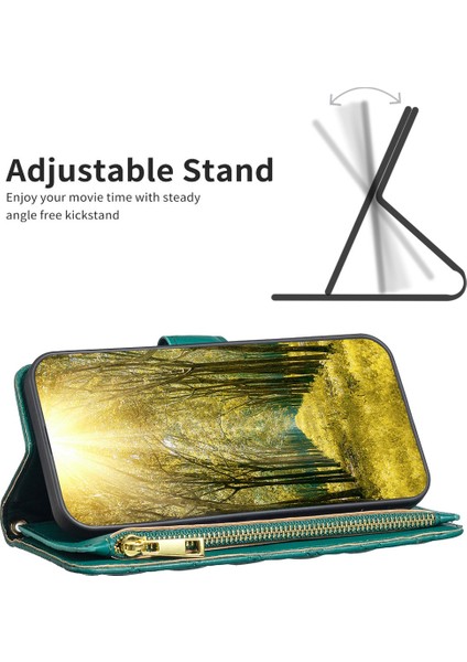 Samsung Galaxy A33 5g Bf Style-15 Için Binfen Renk Anti-Damla Fermuarlı Cep Pu Deri Telefon Kapağı Basılı Eşkenar Dörtgen Desen Mat Flip Case Stand (Yurt Dışından)
