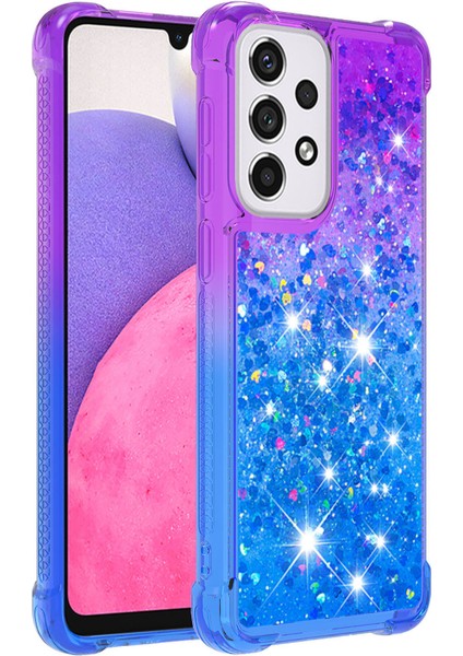 Le3 Serisi Gradyan Pırıltılı Sequins Quicksand ve Tpu Kapak Kabuğu Dinamik Eğlenceli Telefon Kılıfı Samsung Galaxy A33 5g (Yurt Dışından)