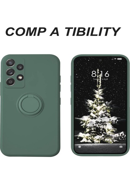 Samsung Galaxy A33 5g Sıvı Sıvı Silikon Telefon Geri Koruyucu Kapak Ring Kickstand ve Lanyard (Yurt Dışından) modelleri
