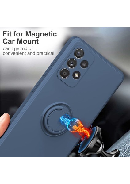 Samsung Galaxy A33 5g Sıvı Sıvı Silikon Telefon Geri Koruyucu Kapak Ring Kickstand ve Lanyard (Yurt Dışından)
