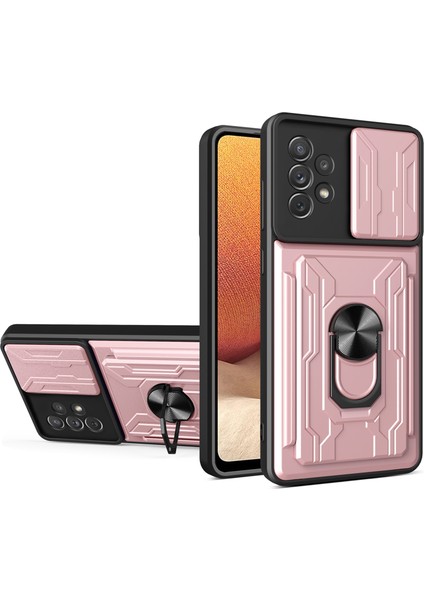 Samsung Galaxy A33 5g Için Kart Yuvası ile Halka Kickstand Hibrid Çift Katman Sabit Pc + Tpu Ağır Hizmet Kamera Koruma Kılıfı (Yurt Dışından)