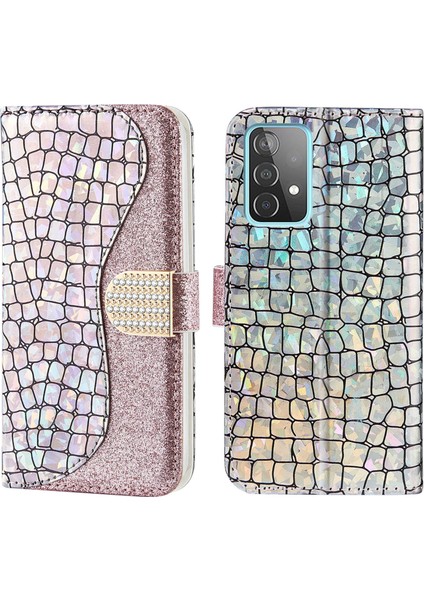 Timsah Doku Pu Deri Savaşı Pu Deri Stand Samsung Galaxy A33 5g Için (Yurt Dışından)