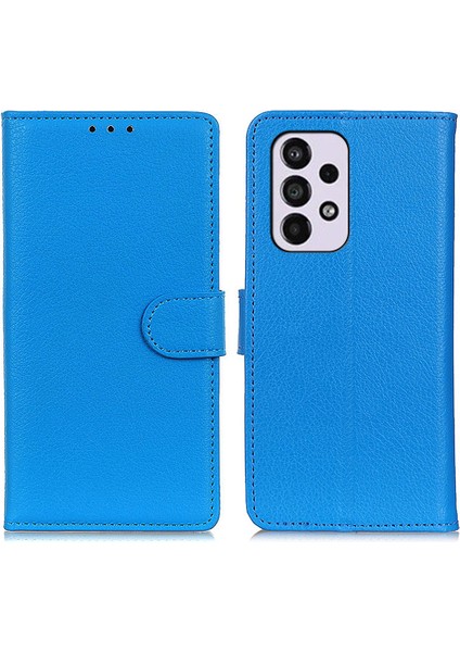 Litchi Doku Pu Deri Stand Telefon Kapağı Şok Geçirmez Tpu Samsung Galaxy A33 5g Için Iç Koruyucu Cüzdan Kılıfı (Yurt Dışından)