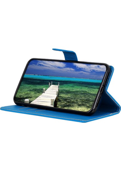 Litchi Doku Pu Deri Stand Telefon Kapağı Şok Geçirmez Tpu Samsung Galaxy A33 5g Için Iç Koruyucu Cüzdan Kılıfı (Yurt Dışından)