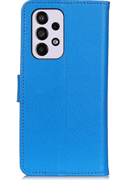 Litchi Doku Pu Deri Stand Telefon Kapağı Şok Geçirmez Tpu Samsung Galaxy A33 5g Için Iç Koruyucu Cüzdan Kılıfı (Yurt Dışından)