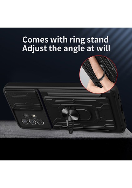 Samsung Galaxy A33 5g Için Kart Yuvası ile Halka Kickstand Hibrid Çift Katman Sabit Pc + Tpu Ağır Hizmet Kamera Koruma Kılıfı (Yurt Dışından)