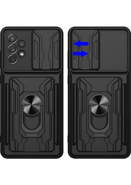 Samsung Galaxy A33 5g Için Kart Yuvası ile Halka Kickstand Hibrid Çift Katman Sabit Pc + Tpu Ağır Hizmet Kamera Koruma Kılıfı (Yurt Dışından)