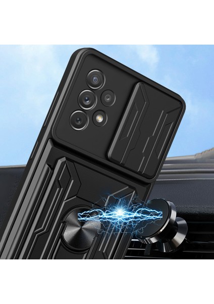 Samsung Galaxy A33 5g Için Kart Yuvası ile Halka Kickstand Hibrid Çift Katman Sabit Pc + Tpu Ağır Hizmet Kamera Koruma Kılıfı (Yurt Dışından) fırsatları