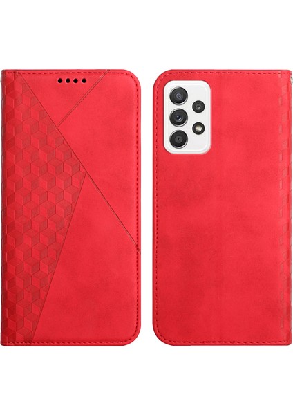 Rhombus Baskı Güçlü Mıknatıs Otomatik Kapanış Pu Deri Kılıf Cüzdan Stand Samsung Galaxy A33 5g Için Telefon Kapağı (Yurt Dışından)