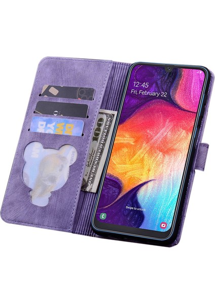 Samsung Galaxy A33 5g Anti-Fall Tam Kaplama Telefon Cüzdan Kılıfı Kiraz Çiçeği Kedi Baskılı Pu Deri Stand Flip Cover Strap ile (Yurt Dışından) modelleri