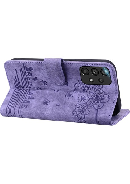 Samsung Galaxy A33 5g Anti-Fall Tam Kaplama Telefon Cüzdan Kılıfı Kiraz Çiçeği Kedi Baskılı Pu Deri Stand Flip Cover Strap ile (Yurt Dışından) indirimleri