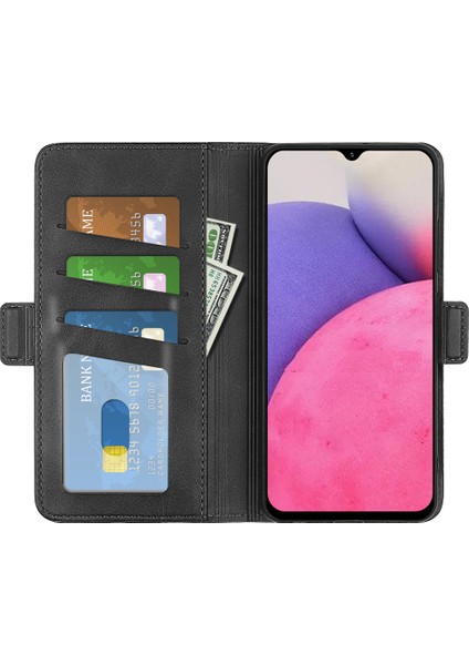 Çift Toka Manyetik Kapatma Deri Telefon Kasası Yatay Flip Kapak Cüzdanlı Samsung Galaxy A33 5g (Yurt Dışından)