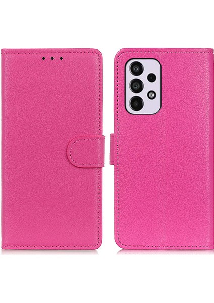 Litchi Doku Pu Deri Stand Telefon Kapağı Şok Geçirmez Tpu Samsung Galaxy A33 5g Için Iç Koruyucu Cüzdan Kılıfı (Yurt Dışından)