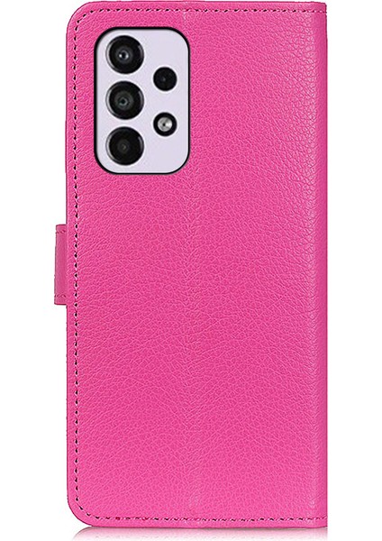Litchi Doku Pu Deri Stand Telefon Kapağı Şok Geçirmez Tpu Samsung Galaxy A33 5g Için Iç Koruyucu Cüzdan Kılıfı (Yurt Dışından)