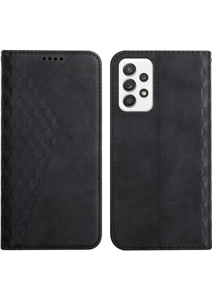 Rhombus Baskı Güçlü Mıknatıs Otomatik Kapanış Pu Deri Kılıf Cüzdan Stand Samsung Galaxy A33 5g Için Telefon Kapağı (Yurt Dışından)
