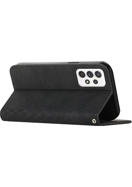 Rhombus Baskı Güçlü Mıknatıs Otomatik Kapanış Pu Deri Kılıf Cüzdan Stand Samsung Galaxy A33 5g Için Telefon Kapağı (Yurt Dışından)