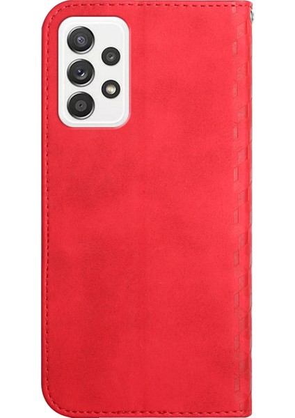 Rhombus Baskı Güçlü Mıknatıs Otomatik Kapanış Pu Deri Kılıf Cüzdan Stand Samsung Galaxy A33 5g Için Telefon Kapağı (Yurt Dışından)